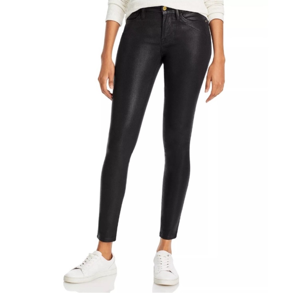 frame le skinny de jeanne coated denim